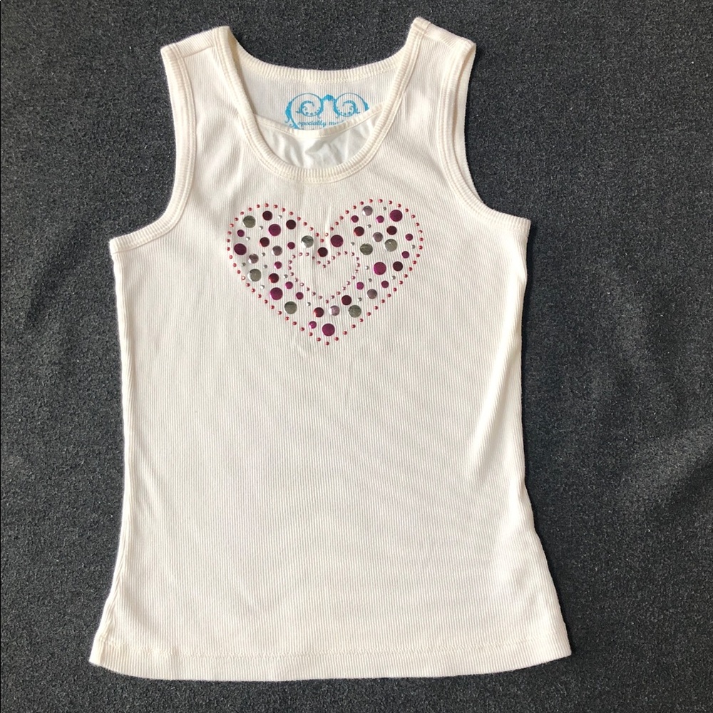 Children’s Place 100% Cotton Ribbed Tank Top Heart Graphic Embellished SZ 10/12